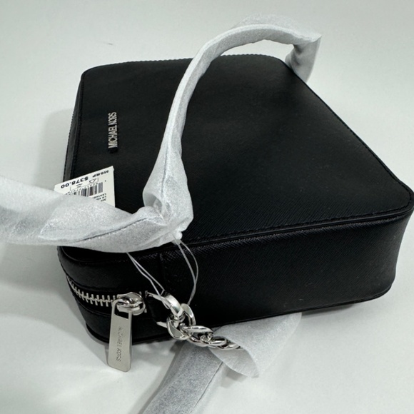 Michael Michael Kors Jet Set Black Large Saffiano Leather Crossbody Bag New - Picture 7 of 11